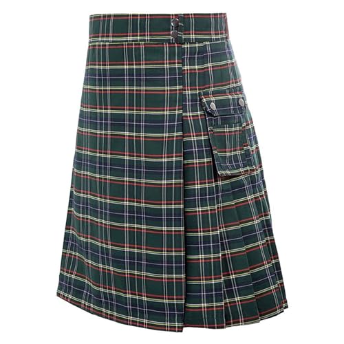 Kilt Herren Schottisch, Schottenrock Herren Tartan Kilt - Herrenrock Traditioneller Tartan Rock Männer Kariert Cargo Fashion Utility Tartan Kilt Mit Riemen Und Großen Cargo Taschen 01 von Zilosconcy