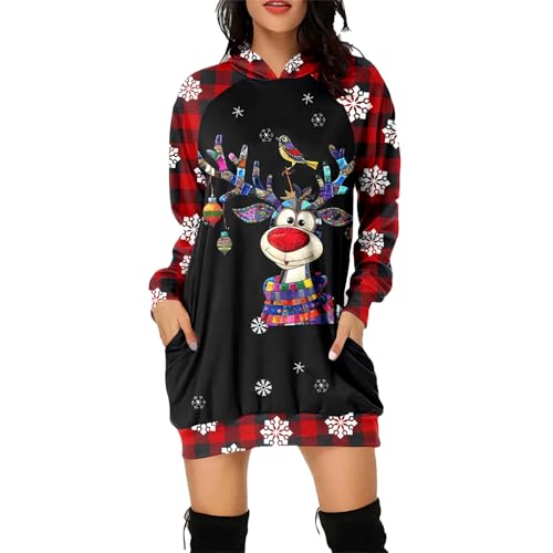 Kleider Weihnachten Damen, Weihnachtskleidung Damen Hoodie Kleider Weihnachten Sexy Weihnachtskleider Weihnachtsbluse - Weihnachtskleid Christmas Dress Weihnachts Kleid Weihnachtsfeier Lustig von Zilosconcy