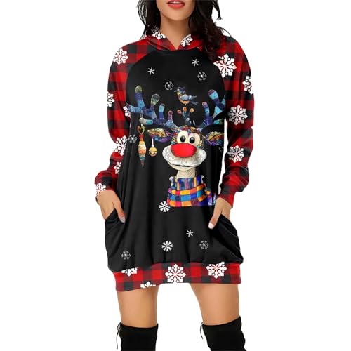 Kleider Weihnachten Damen, Weihnachtskleidung Damen Sexy Kleider Weihnachten Hoodie Weihnachtskleider Kleid Weihnachtsfeier - Weihnachtskleid Weihnachtsbluse Christmas Dress Lustig Weihnachts von Zilosconcy