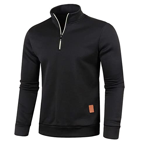 Kragenpullover Für Herren, Rollkragenpullover Herren Business Half Zip Pullover - Winterpullover Stehkragen Arbeitspullover Feinstrick Sweater Thermo Langarm Leichter Busness Pulli Für Männer von Zilosconcy