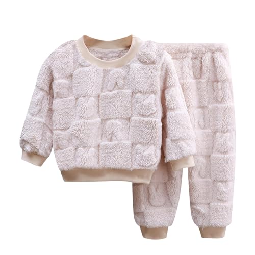 Kuschel Schlafanzug Kinder, Fleece Pyjama Kinder Flanell Schlafanzug Kinder Fleece Pyjama Set Winter Warme Schlafanzüge Einfarbig Kuschel Weiche Weihnachts Zweiteilig Frottee Pyjama von Zilosconcy