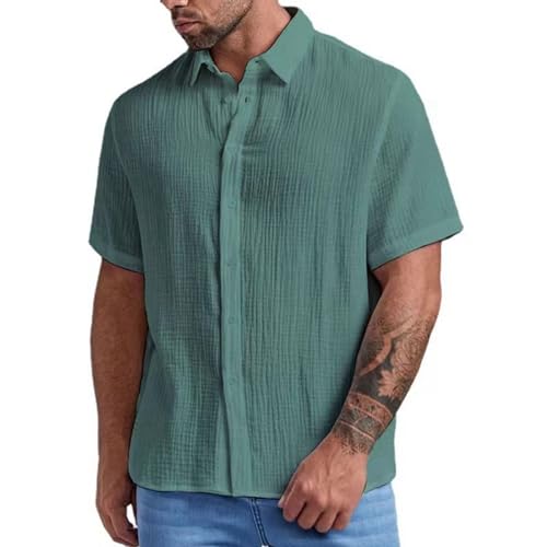 Leinenhemd Herren Kurzarm Musselin Hawaii Hemd Sommer Freizeithemden Für Kurzarmhemd Leinenshirt Businesshemd Männer Mit Brusttasche von Zilosconcy