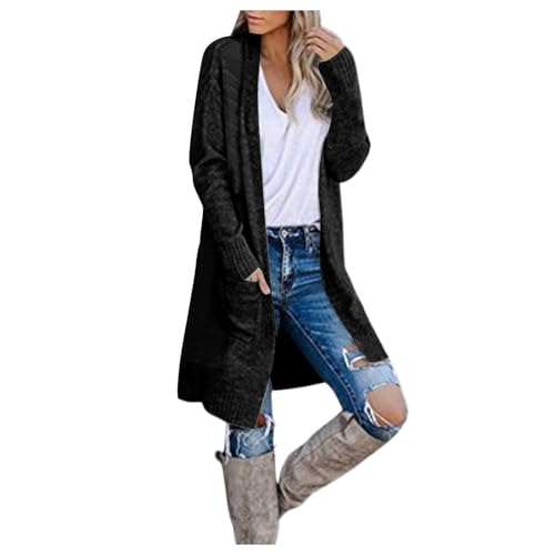 Longstrickjacke Damen, Cardigan Damen Lang Strickjacke - Freizeitjacke Mädchen Shirtjacke V-Ausschnitt Pullover & Strickjacken Leichte Slim Fit Casual Open Front Mit Knopf von Zilosconcy