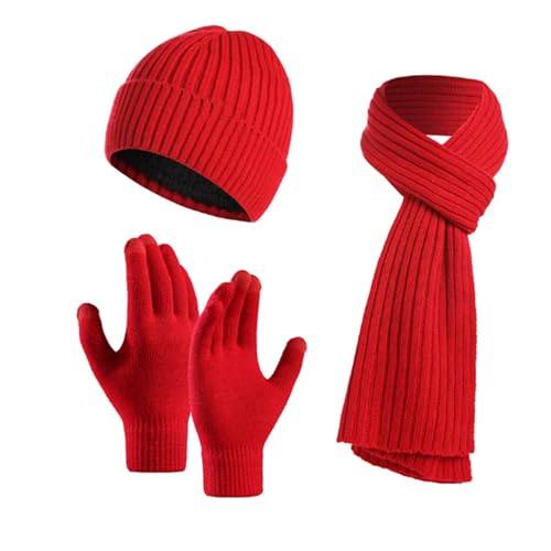 Mütze Schal Handschuhe Set Kinder, Blitzangebote des Tages Mütze, Schal & Handschuh-Sets Jungen Strick Beanie Strickmütze Mütze Set - Schlauchschal Herbst Handschuhe Wärmer Damen 3 In 1 von Zilosconcy