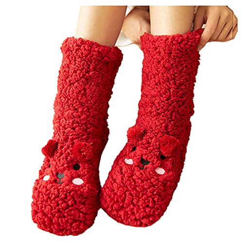 Outlet Angebote, Hüttensocken Damen Dicke Kuschelsocken Weihnachten - Weihnachtssocken Warme Stoppersocken Flauschig Tiere Motivsocken Socken Gefütterte Cozy Socks Fur Mädchen von Zilosconcy