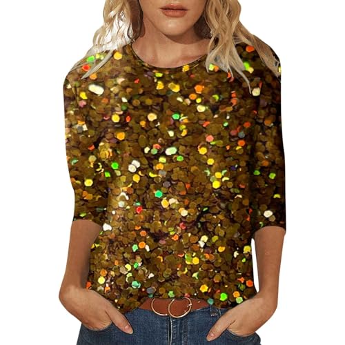 Outlet Angebote, Pailletten Oberteil Damen Elegant Glitzer Oberteile - Glitzer Pullover Shining Glitzertop Vintage Sexy Shirt Frauen Tunika Festliche Oberteile Cocktail Outfit von Zilosconcy