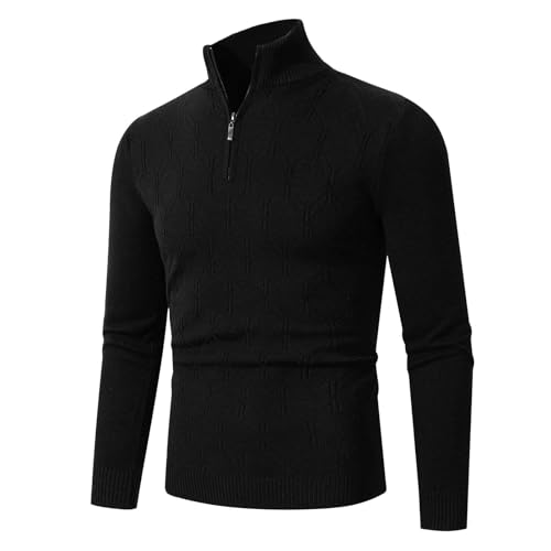 Outlet Angebote, Rollkragenpullover Herren Business Half Zip Pullover - Arbeitspullover Slim Fit Pulli Mit Reißverschluss Stehkragen Turtleneck Sweater Warm Langarmshirt Für Männer von Zilosconcy