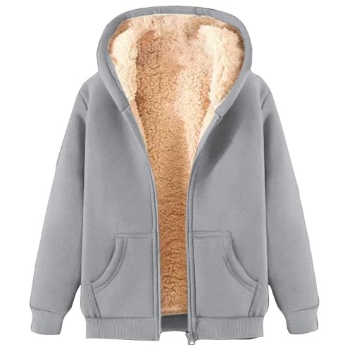 Oversize Jacke Damen, Warehouse Dealplüschjacke Damen Warme Plüsch Fleecejacke - Winterjacke Lange Ärmel Sherpa Jacke Hooded Fleecepullover Herbst/Winter Sweatshirt von Zilosconcy