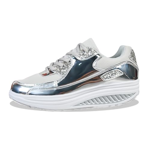 Pailletten Schuhe, Pailletten Schuhe Damen Flache Low Glitzer Sneaker - Glitzer Schuhe Shiny Glitzerschuhe Frauen Bequeme Leichte Freizeitschuhe Funkelnde Glitzernde Hochzeits-Brautschuhe von Zilosconcy