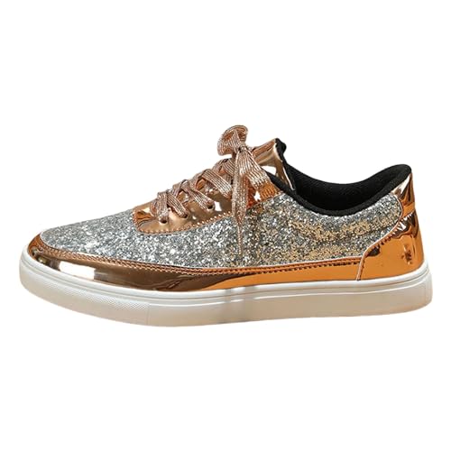 Pailletten Schuhe, Pailletten Schuhe Damen Shiny Glitzer Sneaker - Glitzerschuhe Flache Low Glitzer Schuhe Frauen Leichte Bequeme Turnschuhe Funkelnde Glitzernde Hochzeits-Brautschuhe von Zilosconcy