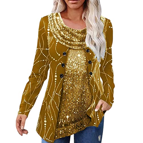 Pailletten top, Glitzer Oberteile Damen Elegant Pailletten Oberteil - Glitzer Pullover Shining Glitzertop Vintage Sexy Tunika Frauen Shirt Festliche Oberteile Cocktail Outfit von Zilosconcy