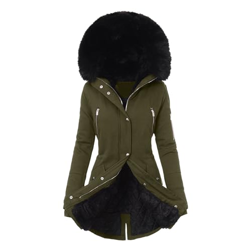 Parker Damen Winter, Damenmantel Damen Lang Wintermantel Mit Kapuze - Winterparka Gefüttert Winterjacke Flauschige Grosse Grössen Jacke Frauen Elegant Winddicht Outdoor Mantel Mit-Fell von Zilosconcy