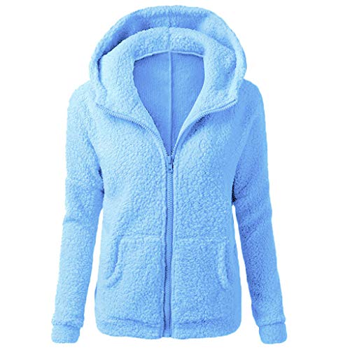 Plüschjacke Damen, Hoodie Jacke Damen Zip - Kapuzenjacke Casual Cardigan Baumwoll Mantel Strickjacke Mit Reißverschluss Outdoor Zipper Fleece Sweashirt Winterjacken von Zilosconcy