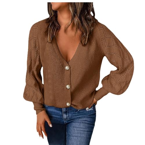 Pullover Oversize Damen, Warehouse Deal Cardigan Damen Lose Mit Geknöpft Pullover - Pulli Elegant Trachtenjacke Bequem Warm Strickpullover Langarm Tops Strickwaren von Zilosconcy