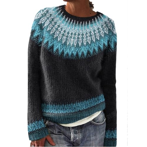 Pullover Weihnachten Damen, Weihnachtspulli Damen Pullover Weihnachten Weihnachts Pullis Wollpullover Winter - Grobstrickpullover Alpaka Norweger Oversize Christmas Pulli Norwegerpulli Jacquard von Zilosconcy