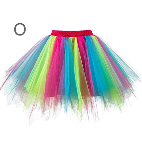 Regenbogen Rock Damen, Tüllrock Bunt Damen Rockabilly Regenbogen Tütü - Petticoat Bunter Tüllrock Elegant Vintage Ballettrock Frauen Karneval Kostüm 50Er Party Kostüme Bunt Weiß Unterrock von Zilosconcy