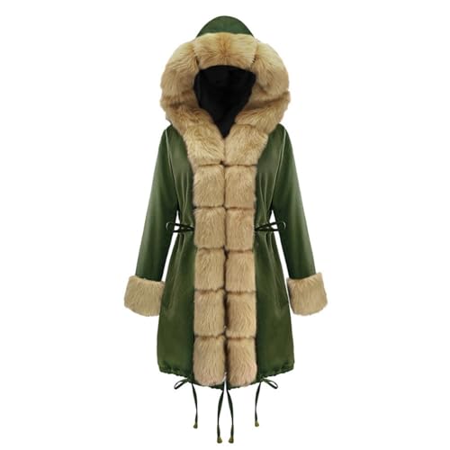 Retourenkauf, Damenmantel Damen Lang Wintermantel Mit Kapuze - Winterjacke Gefüttert Winterparka Winter Flauschige Thermojacke Frauen Elegant Winddicht Outdoor Mantel Mit-Fell von Zilosconcy