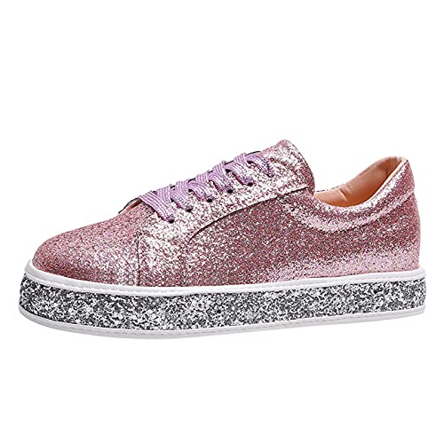 Retourenkauf, Glitzer Sneaker Damen Shiny Pailletten Schuhe - Glitzer Schuhe Flache Low Glitzerschuhe Frauen Bequeme Leichte Turnschuhe Funkelnde Glitzernde Hochzeits-Brautschuhe von Zilosconcy