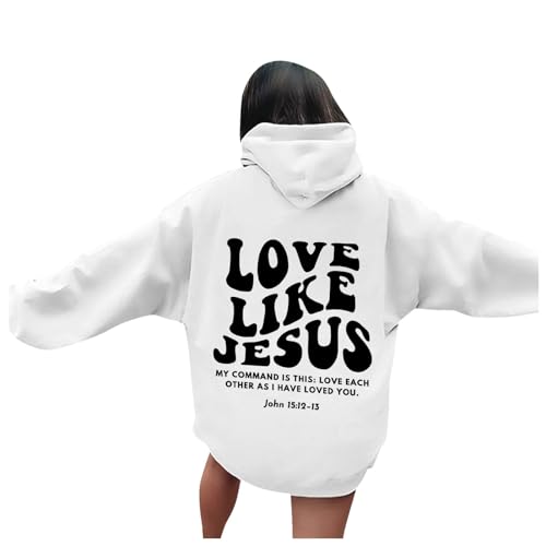 Retourenkauf, Love Like Jesus Hoodie Damen Pullover - Oversize Kapuzenpullover Casual Langarmshirt Oberteile Loose Fit Sweatshirt Christian Hoodies von Zilosconcy