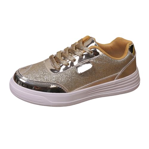 Retourenkauf, Pailletten Schuhe Damen Flache Low Glitzer Sneaker - Glitzerschuhe Shiny Glitzer Schuhe Frauen Leichte Atmungsaktiv Turnschuhe Funkelnde Glitzernde Hochzeits-Brautschuhe von Zilosconcy