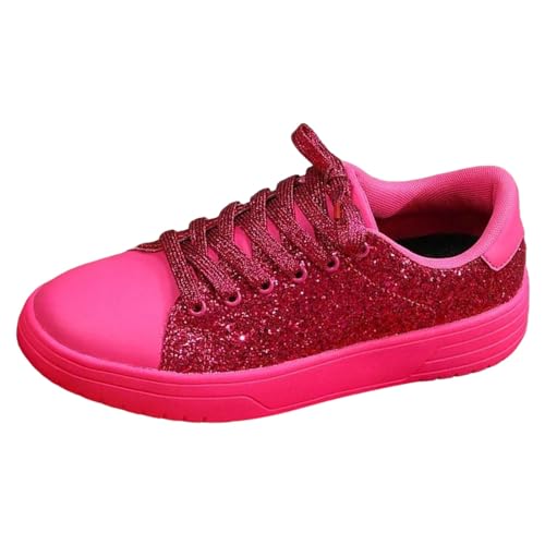 Retourenware, Glitzer Sneaker Damen Flache Low Pailletten Schuhe - Glitzerschuhe Shiny Glitzer Schuhe Frauen Leichte Bequeme Freizeitschuhe Funkelnde Glitzernde Hochzeits-Brautschuhe von Zilosconcy