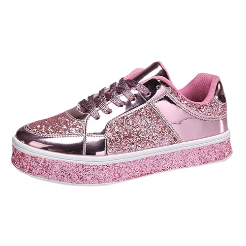 Retourenware, Glitzer Sneaker Damen Shiny Pailletten Schuhe - Glitzer Schuhe Flache Low Glitzerschuhe Frauen Atmungsaktiv Bequeme Turnschuhe Funkelnde Glitzernde Hochzeits-Brautschuhe von Zilosconcy