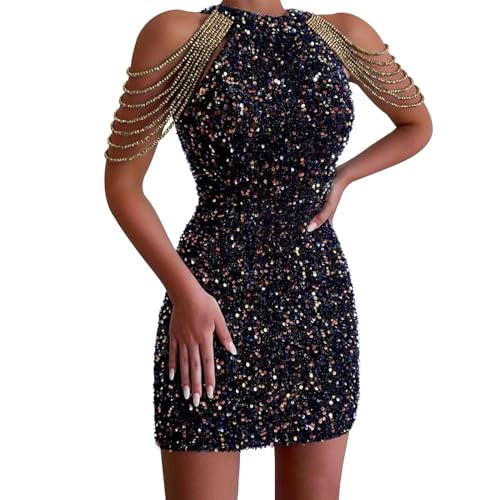 Retourenware, Glitzerkleid Damen Elegant Paillettenkleid - Abendkleider Glitzer Silvester Kleid Kurz Festliche Pailettenkleider Frauen Cocktailkleid Schöne Hochzeitskleid Partykleider von Zilosconcy