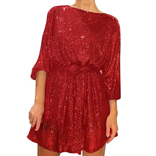 Retourenware, Paillettenkleid Damen Elegant Glitzerkleid - Abendkleider Glitzer Silvester Kleid Vintage Kurz Cocktailkleid Frauen Pailettenkleider Schöne Hochzeitskleid Partykleider von Zilosconcy