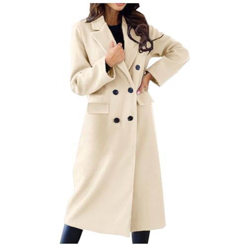 Sale Angebote, Dufflecoat Damen Winddichter Trenchcoat - Boucle Mantel Herbst Wintermantel Mit Knöpfen Herbstmantel Für Frauen Einfarbig Revers Übergangsmantel Verstellbare Gürtel von Zilosconcy