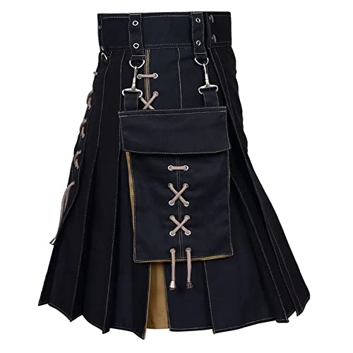 Schottenrock, Schottenrock Herren Tartan Kilt - Herrenrock Traditioneller Tartan Rock Männer Kariert Cargo Fashion Utility Tartan Kilt Mit Riemen Und Großen Cargo Taschen 03 von Zilosconcy