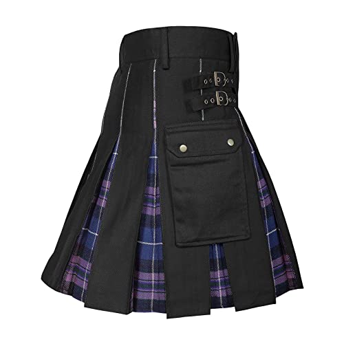 Schottenrock, Schottenrock Herren Tartan Kilt - Tartan Rock Traditioneller Herrenrock Männer Cargo Fashion Utility Kariert Tartan Kilt Mit Riemen Und Großen Cargo Taschen 01 von Zilosconcy