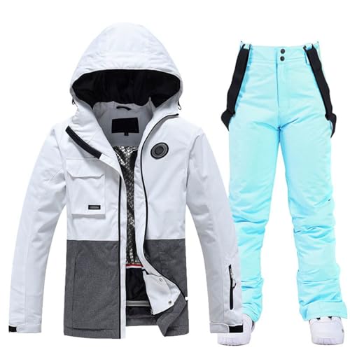 Skijacke Damen, Skianzug Damen 2 Teilig Outdoor Skijacke - Schneeanzug Winddichte Funktionsjacke Warme Schneehose Mit Abnehmbare Kapuzen Zum Skifahren Snowboarden von Zilosconcy