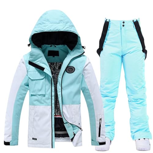 Skijacke Damen 48, Skijacke Damen Winddichte Skianzug 2 Teilig - Schneeanzug Outdoor Funktionsjacke Warme Schneehose Mit Abnehmbare Kapuzen Zum Skifahren Snowboarden von Zilosconcy