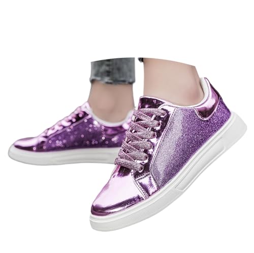 Sneaker Damen Glitzer, Pailletten Schuhe Damen Shiny Glitzer Sneaker - Glitzerschuhe Flache Low Glitzer Schuhe Frauen Bequeme Leichte Sportschuhe Funkelnde Glitzernde Hochzeits-Brautschuhe von Zilosconcy