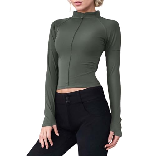 Sportjacke Damen, Trainingsjacke Damen Fitness Sportjacke - Laufjacke Eng Sport Oberteile Leicht Atmungsaktive Yoga Oberteile Frauen Basic Suuksess Langarm Crop Tops von Zilosconcy