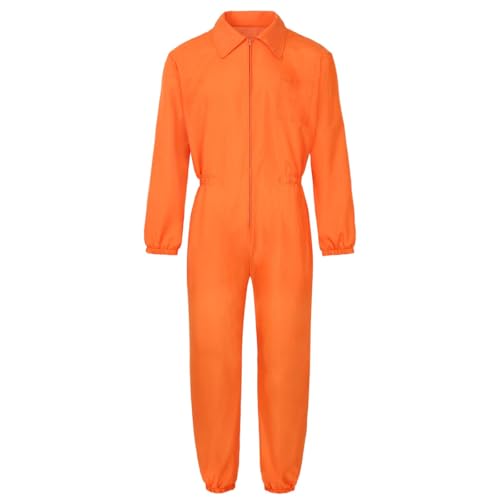 Sträfling Kostüm Herren, Gefangener Kostüm Herren Halloween Orange Jumpsuit Sträfling Kostüm - Halloween Gefängnis Kostüm Damen Prisoner Costume Knast Kostüm Verbrecher, Faschingskostüme von Zilosconcy