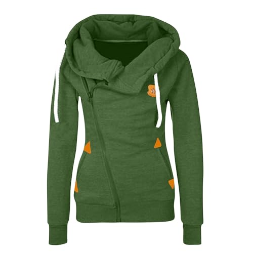 Sweatjacke Damen Zipper Kapuzenjacke - Hoodie Seite Reißverschluss sportjacken Frauen Dicke Casual Arbeitsjacke Lichte Übergangsjacke Atmungsaktiv Denübergang Kapuzenpullover von Zilosconcy