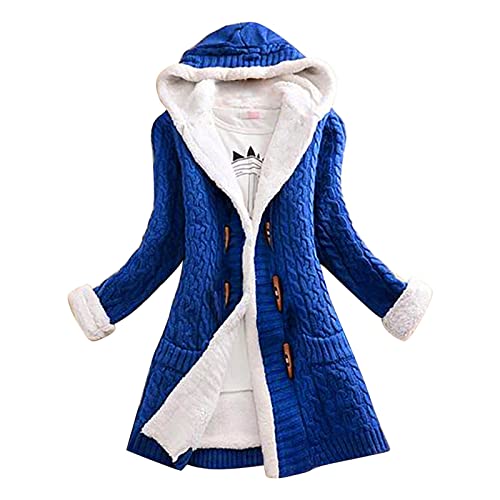 Sweatjacke Gefüttert Damen, Warehouse Dealfleecejacke Damen Plüsch Mit Kapuze Plüschjacke - Flauschige Jacke Teddyfleece Winterjacke Longstrickjacke Outwear Elegant Übergangsjacke von Zilosconcy