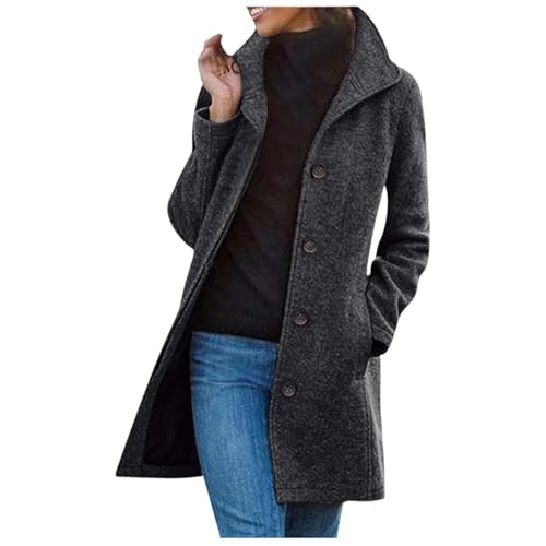 Tagesangebote Heute, Dufflecoat Damen Lang Trenchcoat - Herbstmantel Winddichter Übergangsmantel Mit Knöpfen Wintermantel Für Frauen Elegant Winterjacke Mantel Trench Coat Steppmantel von Zilosconcy