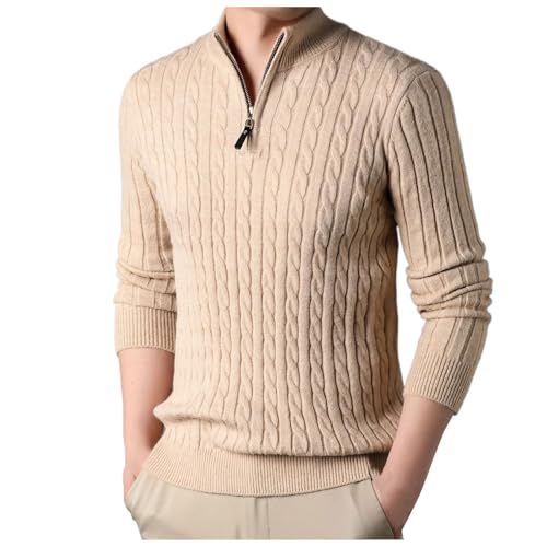 Tagesangebote Heute, Rollkragenpullover Herren Slim Fit Half Zip Pullover - Winterpullover Business Strickpullover Arbeitspullover Feinstrick Stehkragen Langarm Texured Pulli Für Männer von Zilosconcy