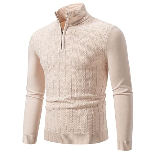 Tagesangebote Heute, Rollkragenpullover Herren Stehkragen Half Zip Pullover - Winterpullover Business Kragenpullover Thermo Mit Reißverschluss Pulli Feinstrick Langarm Texured Für Männer von Zilosconcy