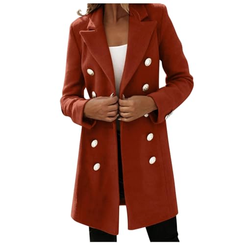 Tagesangebote Heute, Trenchcoat Damen Winter Dufflecoat - Wollmantel Herbst Wintermantel Mit Taschen Boucle Mantel Für Frauen Einfarbig Revers Übergangsmantel Verstellbare Gürtel von Zilosconcy