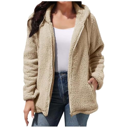 Teddyjacke, Fall Outfits Womenplüschjacke Damen Warme Plüsch Fleecejacke - Jacken Flauschige Jacke Flauschig Sweatjacke Stilvoller Reißverschluss Fellmantel Mit Taschen von Zilosconcy