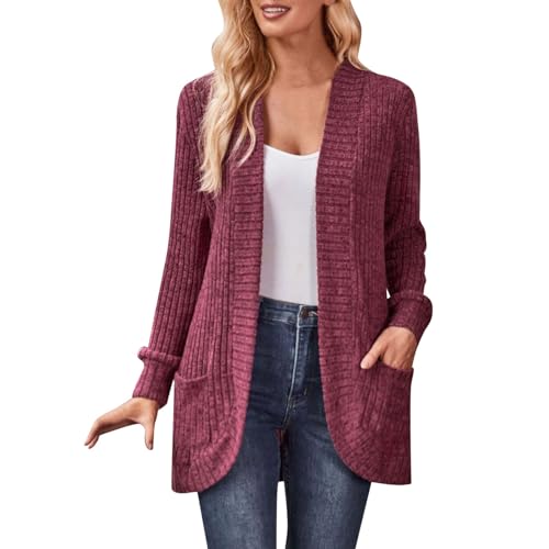 Trachten Strickjacke Damen, Cardigan Damen Leichte Strickjacke - Shirtjacke Lässig Strickjacken Knopfleiste Damenstrickjacke Langarm Pullover & Casual Strickcardigan Mit Taschen von Zilosconcy