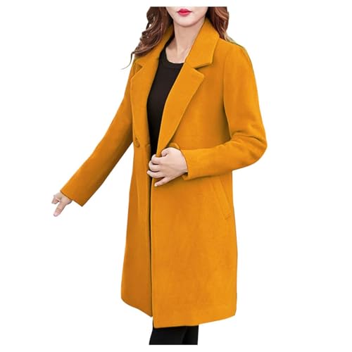 Trench Coat Women, Wollmantel Damen Winter Dufflecoat - Trenchcoat Wolle Wolljacke Warme Wintermantel Kurzmantel Klassischem Revers Coat Einfarbig Jacke Outwear Mit Knöpfen Für Frauen von Zilosconcy