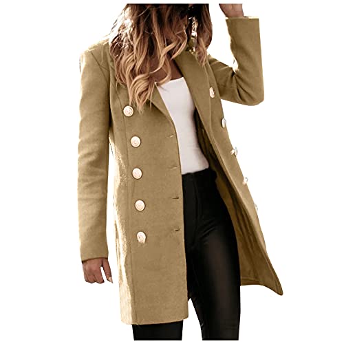 Trenchcoat Damen Kurz, Dufflecoat Damen Elegant Trenchcoat - Herbstmantel Winddichter Wollmantel Wintermantel Mit Taschen Für Frauen Übergangsjacke Warme Wolljacke Mantel Windjacke von Zilosconcy