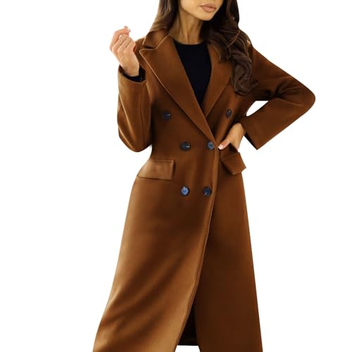 Trenchcoat Damen Kurz, Dufflecoat Damen Winddichter Trenchcoat - Boucle Mantel Herbst Wintermantel Mit Knöpfen Herbstmantel Für Frauen Einfarbig Revers Übergangsmantel Verstellbare Gürtel von Zilosconcy