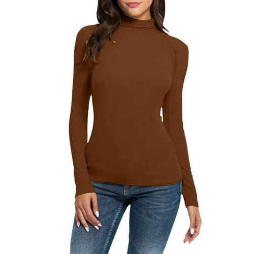 Turtle Neck Top Damen, Rollkragenshirt Damen Stehkragen Rolli Unterziehrolli - Langarm Baumwolle Rollkragenpullover Dünn Basic Baumwoll Tshirt Longsleeve Tops Unterziehshirt von Zilosconcy