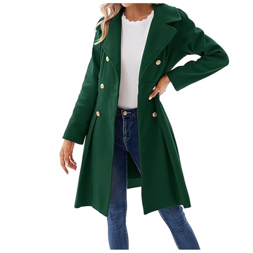 Übergangsmantel Damen, Dufflecoat Damen Winddichter Trenchcoat - Boucle Mantel Herbst Herbstmantel Wollmantel Winter Für Frauen Einfarbig Revers Übergangsmantel Mit Verstellbare Gürtel von Zilosconcy