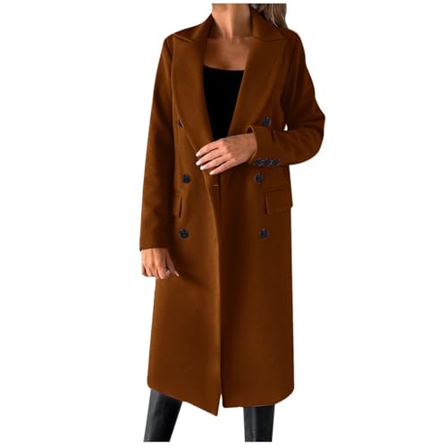 Übergangsmantel Damen Herbst, Dufflecoat Damen Winter Trenchcoat - Herbstmantel Lang Übergangsmantel Boucle Mantel Mit Knöpfen Wollmantel Für Frauen Elegant Winterjacke Trench Coat Steppmantel von Zilosconcy